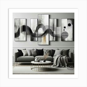 Abstract Black And White Painting 1 Art Print