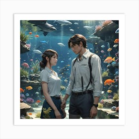 AT THE AQUARIUM Art Print