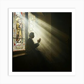 A Depiction Of A Spiritual Resurgence In The Scenery Of A Serene Church Backlit By Sunwashed Stain (3) Art Print