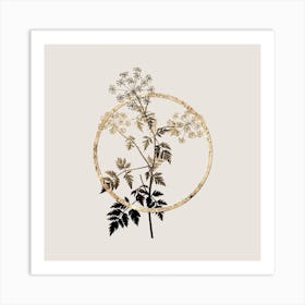 Gold Ring Hemlock Flowers Glitter Botanical Illustration Art Print