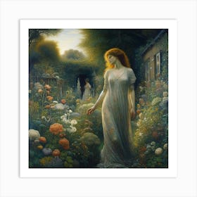 Girl In A Garden 11 Art Print