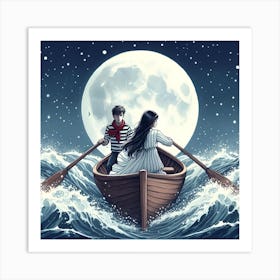 Oaring in the night1 Art Print