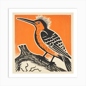 Retro Bird Lithograph Hoopoe 2 Art Print