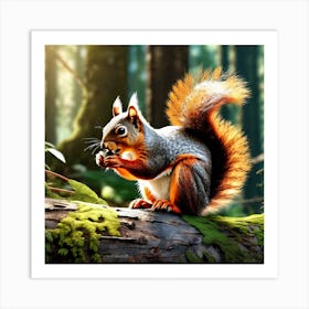 Squirrel In The Forest 407 Art Print