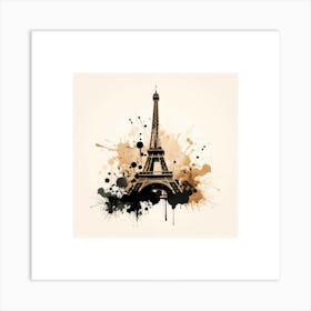 Eiffel Tower Ink Splash Effect Art Print