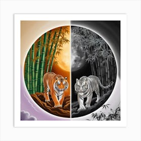 Tiger And Bamboo Art Print