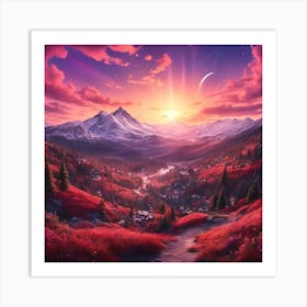 Sunset In The Mountains Art Print