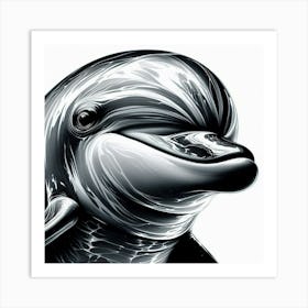 Black And White Dolphin Art Print