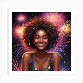 Photo Smiley Woman With Fireworks 1 1 2 Art Print