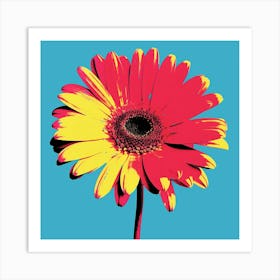 Andy Warhol Style Pop Art Flowers Daisy 1 Square Art Print