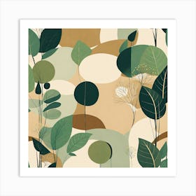 Abstract Leaves, minimalistic vector art Art Print