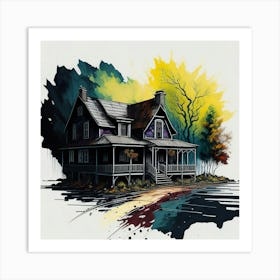 Colored House Ink Painting (20) Art Print