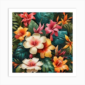 Tropical Forest Flower Craze Art Print 2 Art Print