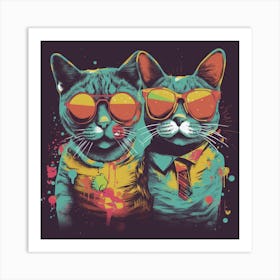 Two Cats In Sunglasses Art Print