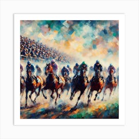 Horses At The Racecourse Art Print