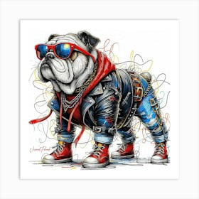 Rebel Bulldog Art Print