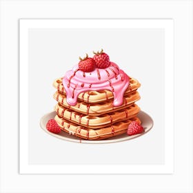 Waffles With Ice Cream And Raspberries 2 Art Print