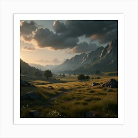 Photo Of Ultra Realistic Insane Illustration, A Landscape That Transmits Peace And Calm, Dramatic Light, Cinematic Lighting, Battered, Low Angle, Trending On Artstation, 4k Art Print