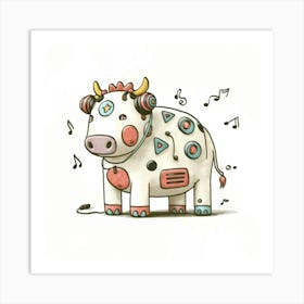 Cow With Music Notes 2 Art Print
