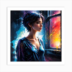 Girl By The Window Art Print