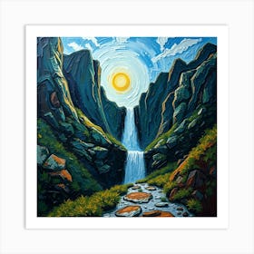 Waterfall In The Mountains 2 Art Print