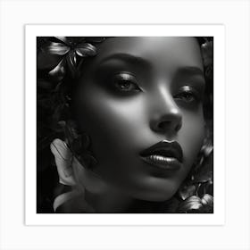 Black And White Portrait Of A Woman Art Print