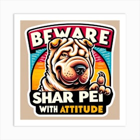 Beware Shar Pei With Attitude Art Print