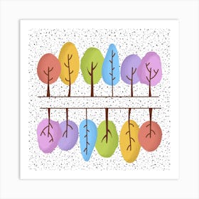 Colorful Trees Vector Art Print