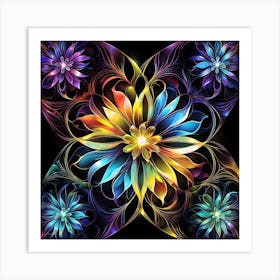 Psychedelic Flower Print Art Print