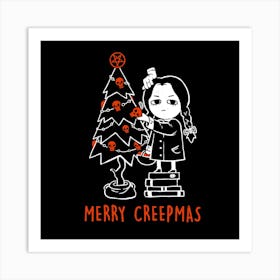 Merry Creepmas - Dark Funny Goth Girl Halloween Christmas Gift 1 Art Print