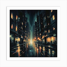 Dark City At Night Art Print