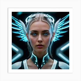 Futuristic Girl With Wings 15 Art Print