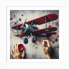 Persona Dibujando Un Avion Antiguo Art Print