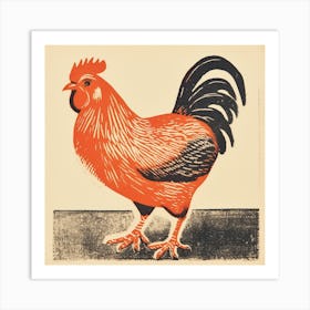 Retro Bird Lithograph Chicken 5 Art Print