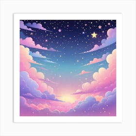 Sky With Twinkling Stars In Pastel Colors Square Composition 219 Art Print