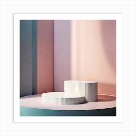 White Table In A Pink Room Art Print