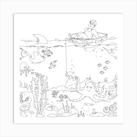 Sea life coloring page Art Print