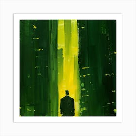 Man Walking Through A City Art Print