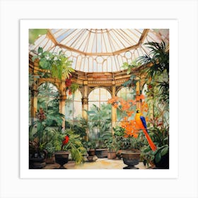 Parrots In The Conservatory 1 Art Print