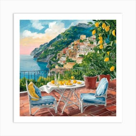 Amalfi View With Lemons Travel Painting Italy Art Print 1 Art Print