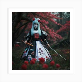 Fantasy art, grimms inspired, lady, “”, low-tech, glimmer, multicolored cyberpunks, kinetics photography, death Alice in Wonderland, geisha flowers, death manga, music samurai, 3 Art Print