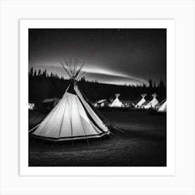 Teepees At Night 3 Art Print