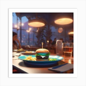 Burger In A Restaurant 24 Art Print