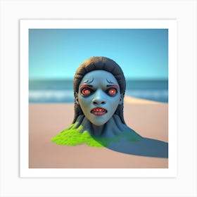 Zombie Head In The Sand Art Print