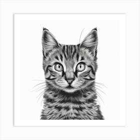 Striking Gaze Black And White Cat Illustration (2) Art Print