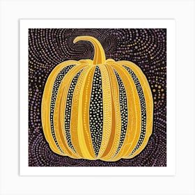 Yayoi Kusama Inspired Pumpkin Black And Yellow 1 Art Print