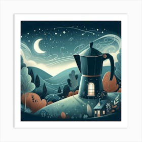 Coffee Pot At Night Art Print