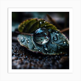 Water Drop On A Leaf Art Print