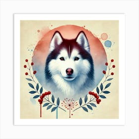 Watercolor Siberian Husky 1 Art Print