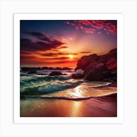 Sunset On The Beach 373 Art Print